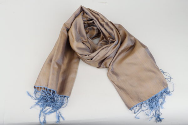 Élégance Dorée aux Franges Bleues ciel – Image 2